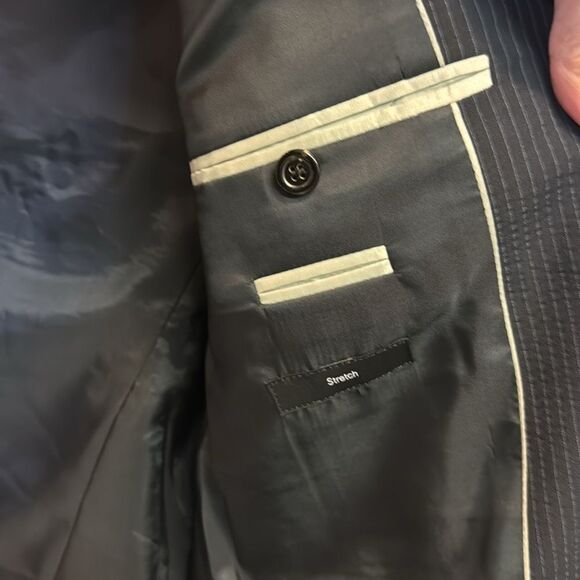 Hugo Boss Travel Seersucker Pin Stripe Stretch Blue Sports Jacket Size 40R C36 - Picture 9 of 12